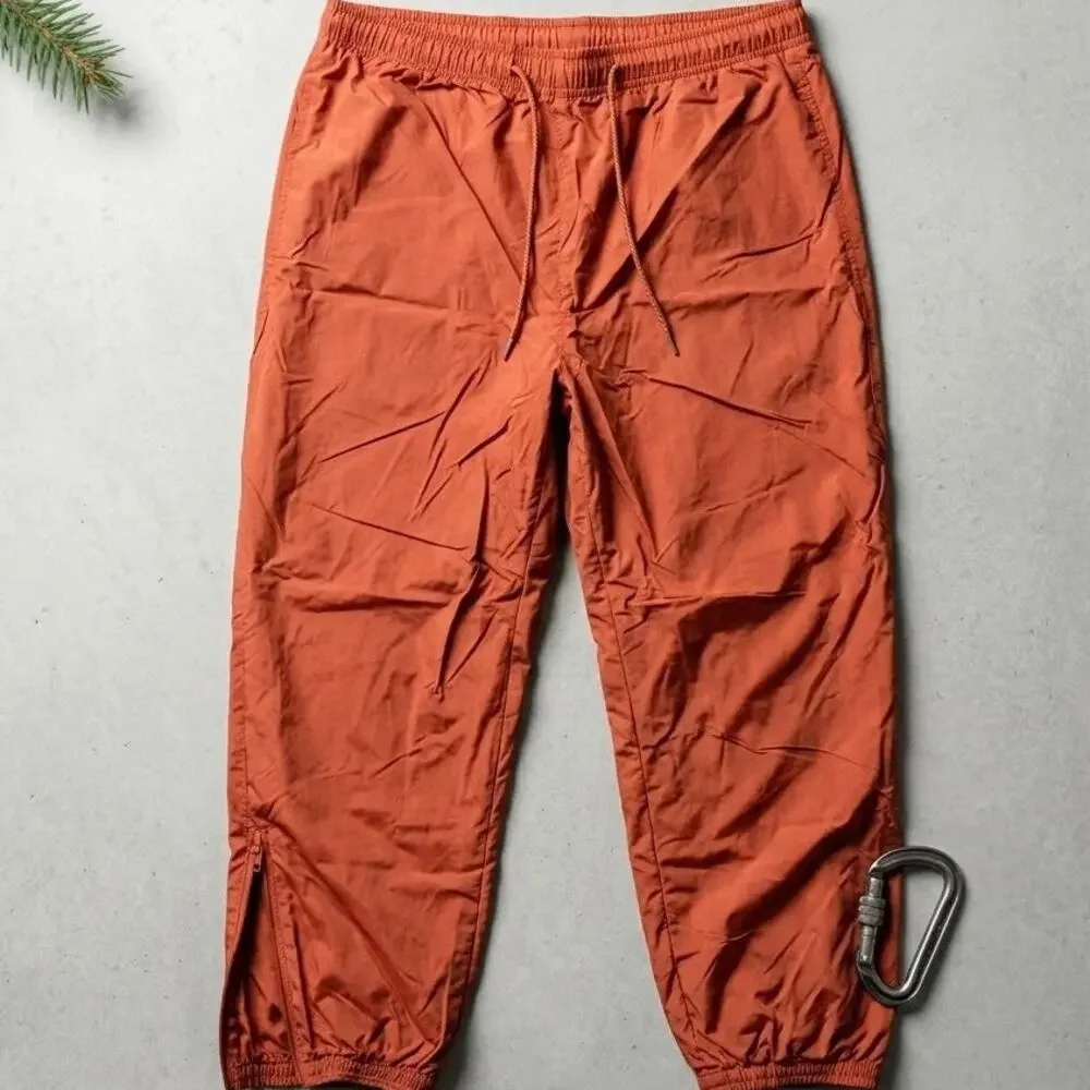 Vintage RAW Men's L Orange Nylon Windpants Y2K Gorpcore Skater Baggy Archive